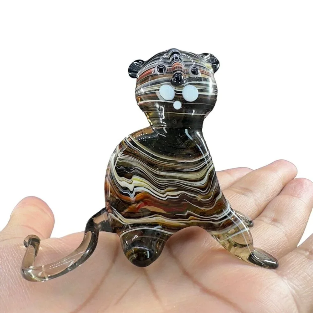 Venetian Slag Art Glass Small Figurine Bear‎ Animal Dog Delicate Glass Figurine
